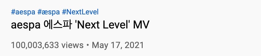'Next Level' Milik aespa Jadi MV Tercepat Yang Raih 100 Juta Views