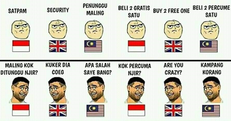 7 Meme bahasa Indonesia vs Inggris vs Malaysia, lawas tapi ...