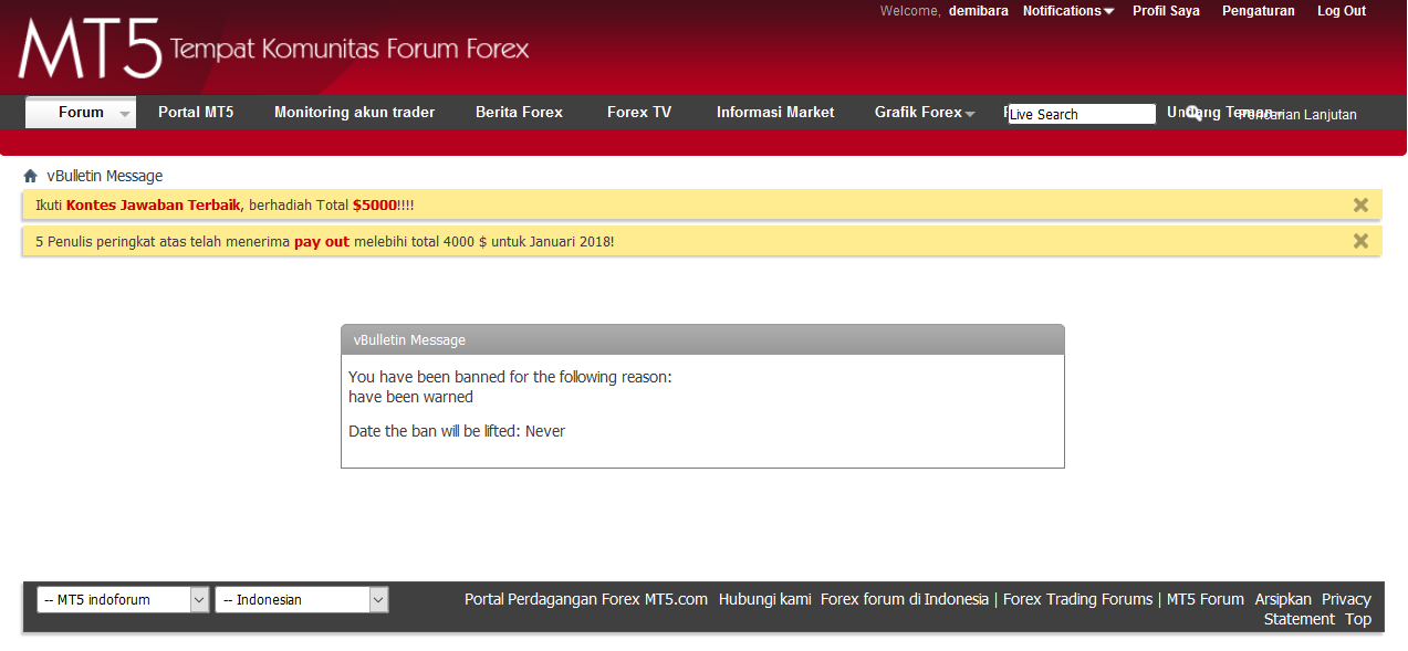 Karena BAPER, Saya Di-banned Dari Forum Indo.mt5