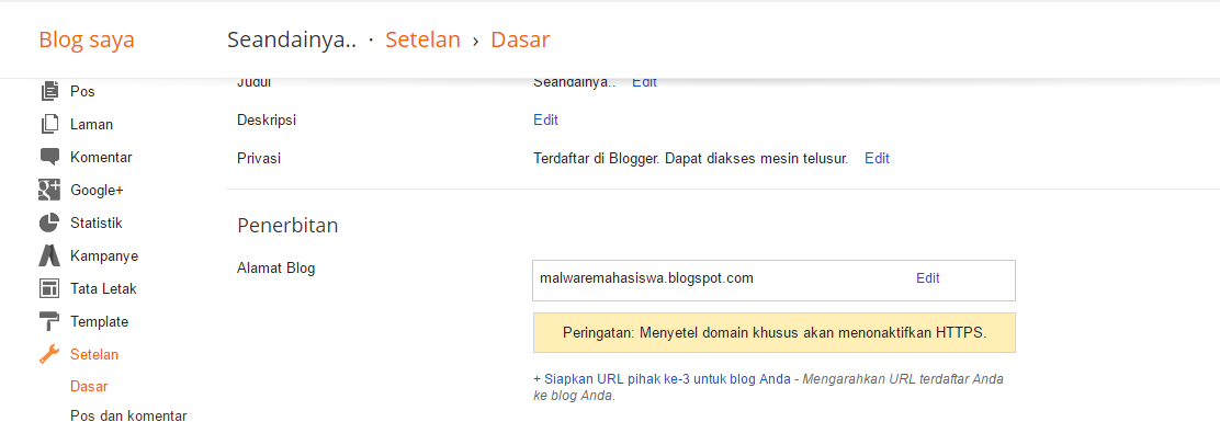 Cara Custom Domain Blogspot atau Blogger dengan Domainesia