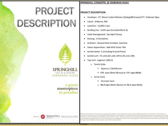 Investasi Properti Terbaik di Bali, Condotel SpringHill. ROI Guarantee, Payback 100%