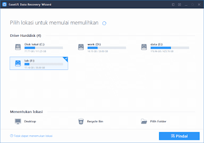 Trik Mengembalikan Data / File yang Terhapus dengan Easeus Data Recovery Wizard
