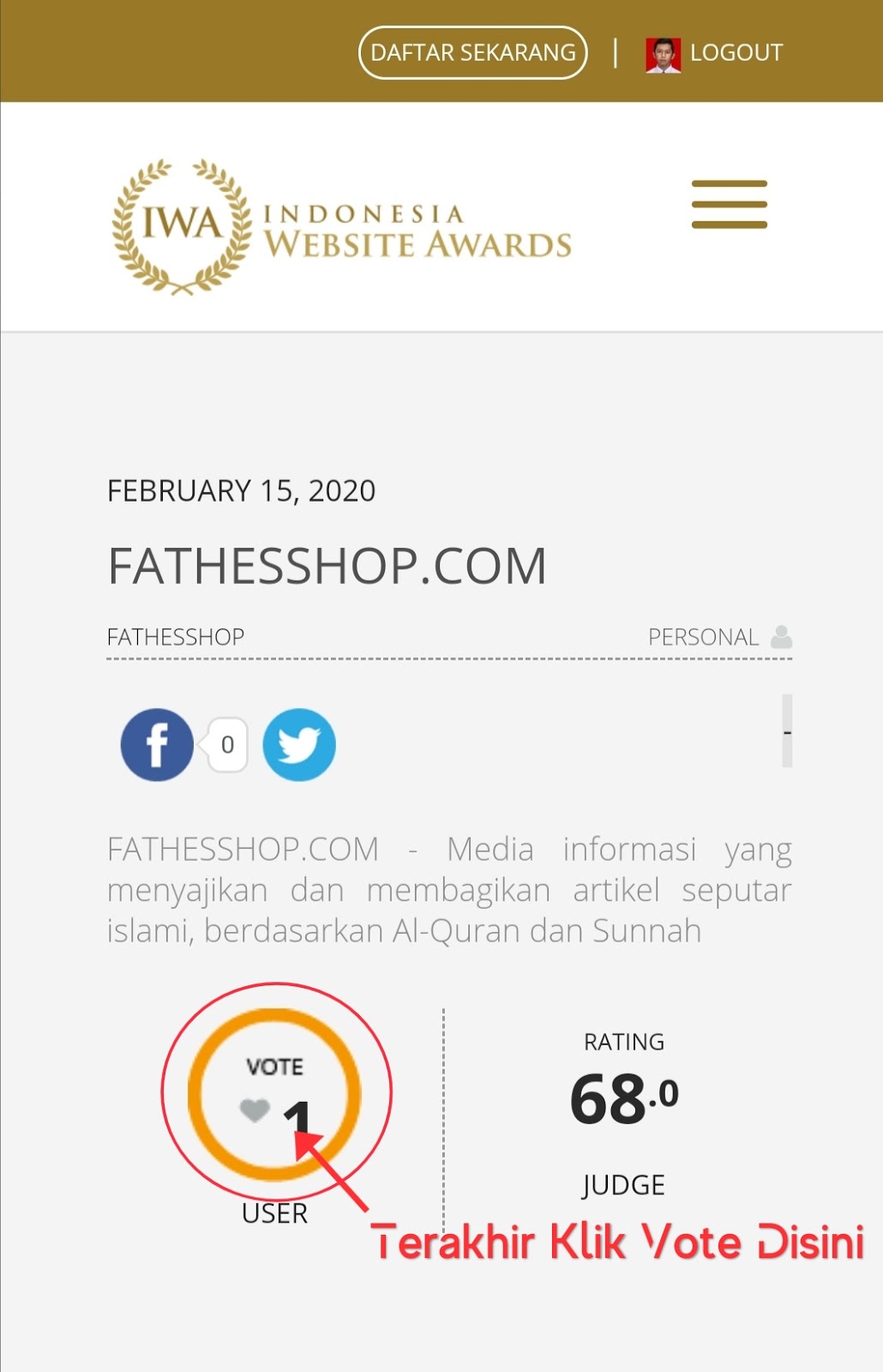 Yuk, Bantu Dukung dan Vote Website Saya