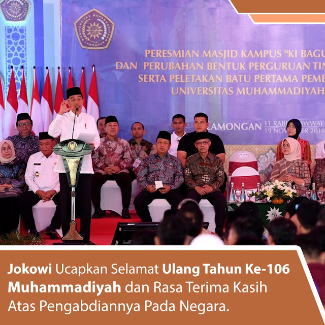 Jokowi Berterima Kasih Atas Pengabdian Muhammadiyah,dan Resmikan Pembangunan Masjid