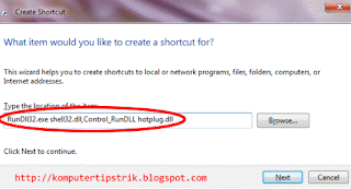 Membuat Shortcut Safely Remove Hardware di Desktop