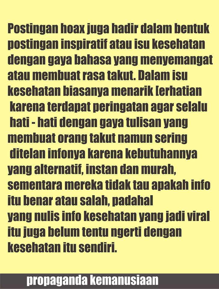 Tips mengetahui postingan hoax, propaganda negatif dan sejenisnya dalam sosmed 