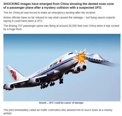 Objek apakah yang menabrak boeing 757 Air China??