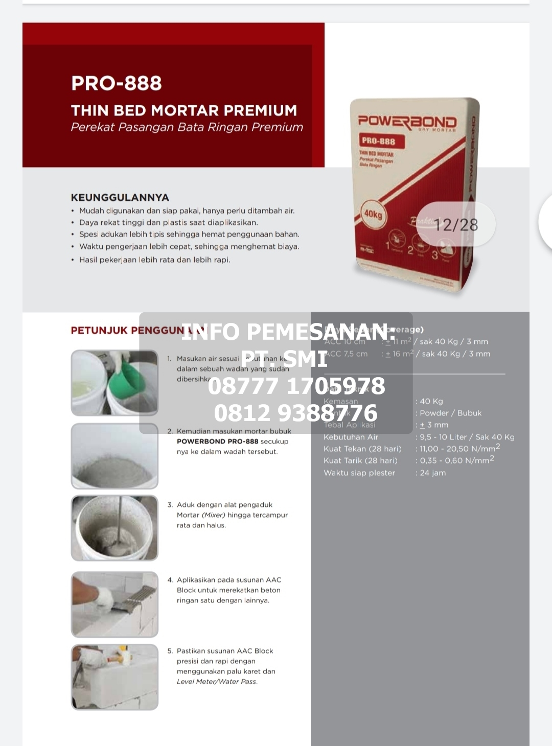 Semen Instant/ Mortar Kualitas Tinggi murah harga distributor