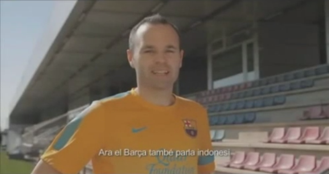 Pemain Barcelona Ngomong bahasa Indonesia gan