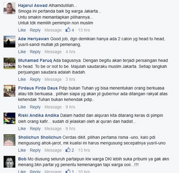 PDIP Usung Ahok-Djarot, Umat Islam Sambut Gembira