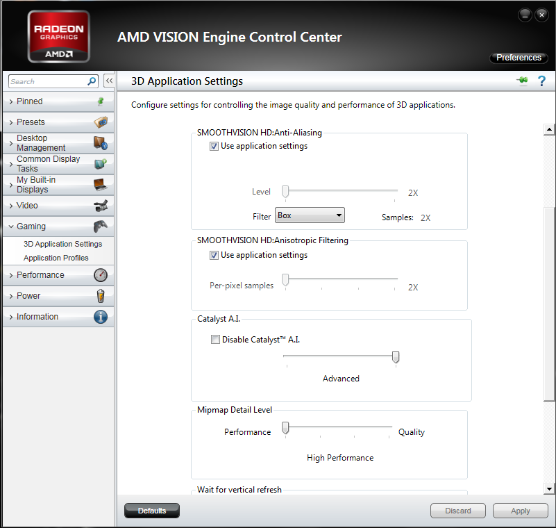 Amd vision center. AMD Vision engine Control Center.