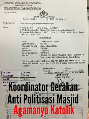 Relawan Jokowi yang Larang Politisasi Masjid Itu Beragama Katholik