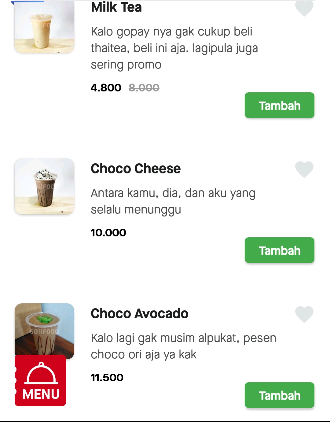 7 Menu makanan di aplikasi ojek online ini bikin nyengir