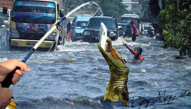 Rezeki Banjir Jakarta, Disediakan Kolam Warga Bisa Memancing Dapat Ikan Banyak