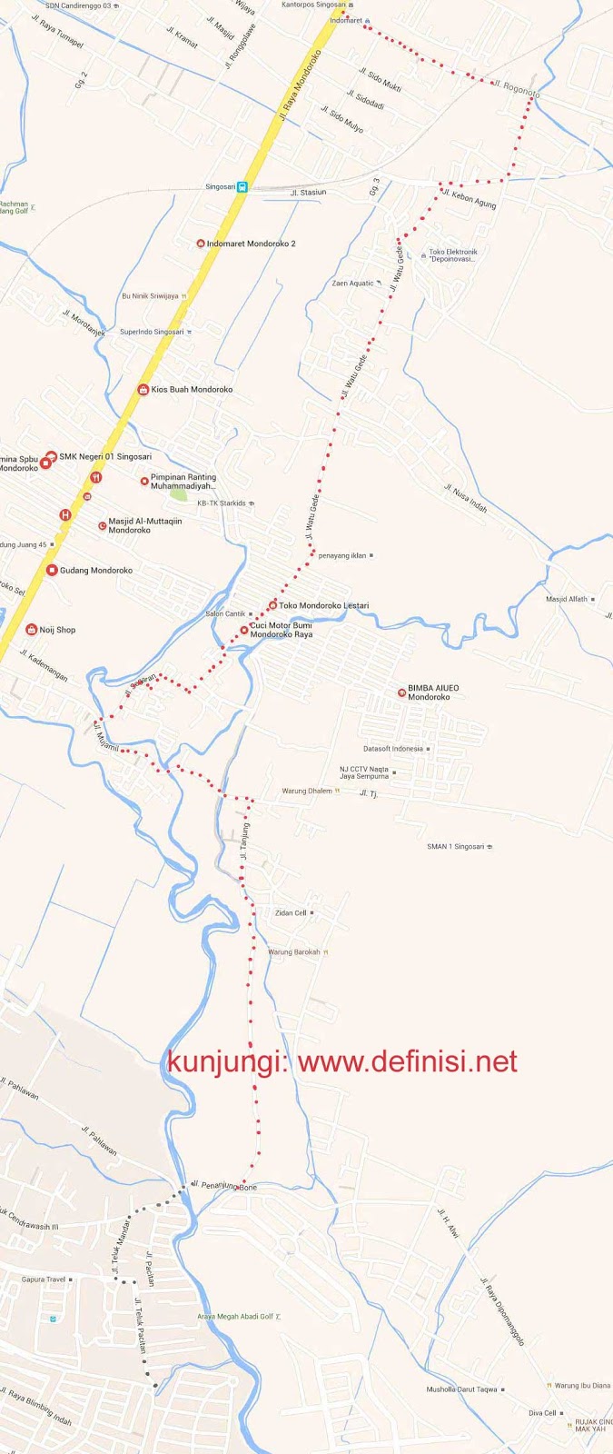 Peta Jalur Alternatif Malang-Singosari-Lawang anti macet