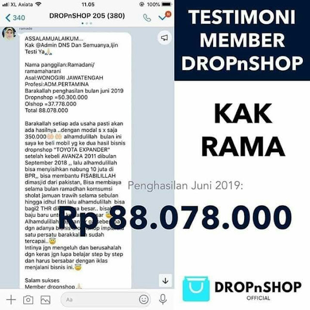 Bisnis Reseller DropnShop Ada Ratusan Testimoni Member-Member Dapat Puluhan Juta