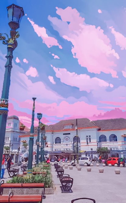 10 Foto kota di Indonesia diedit bergaya anime ini bikin takjub