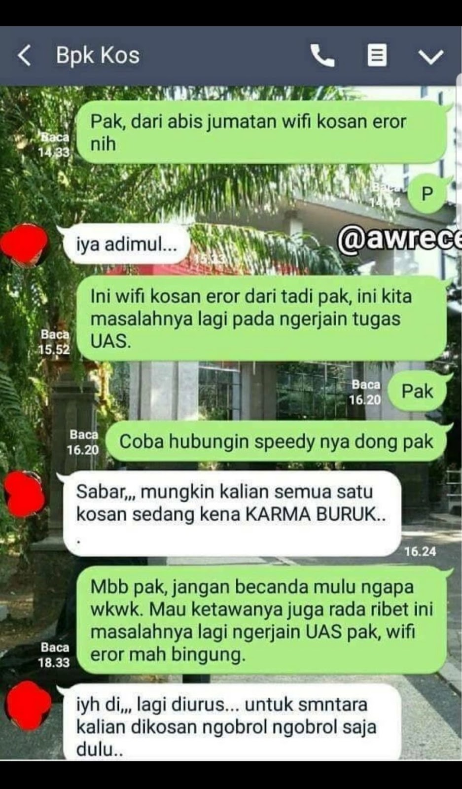 10 Chat lucu bapak kos ini bikin nggak bisa berhenti ngakak