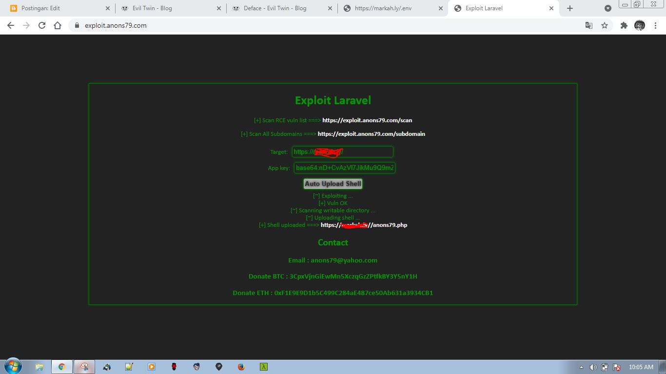 Deface POC Laravel RCE With APP_KEY