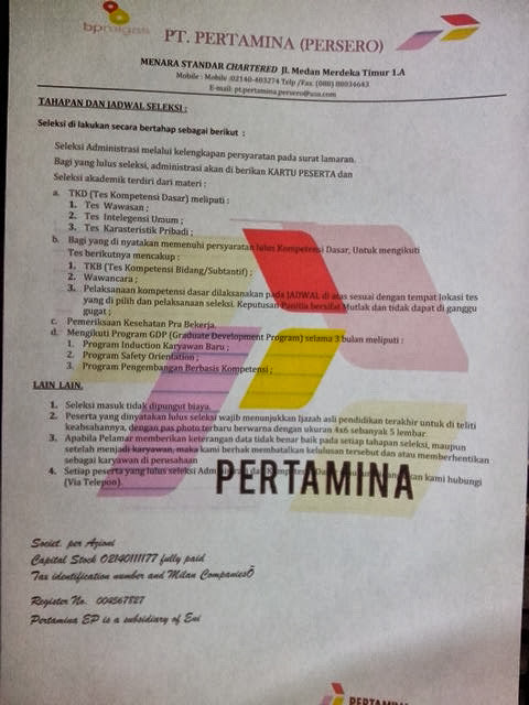 (HOT) hati-hati gan, ada penerimaan palsu di perusahaan BUMN (PT.PERTAMINA)