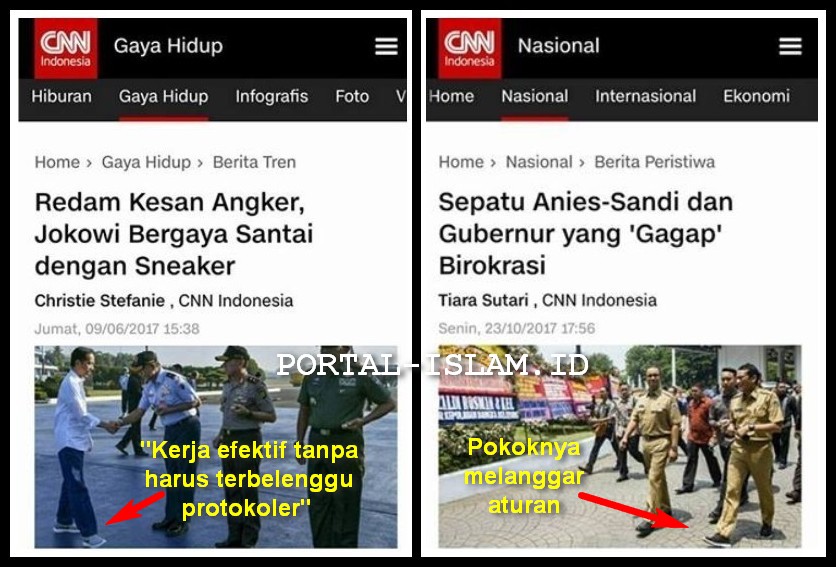 Sepatu Santai Jokowi Dipuja Puji, Sepatu Anies-Sandi Dicari-carisme Kesalahan