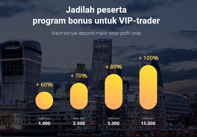Dapatkan status VIP dengan deposit sebesar $1000 di Binomo
