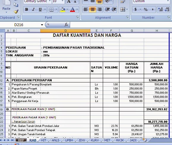 Contoh Rab Pembangunan Pasar | FILE REFERENSI RAB DAN GAMBAR PASAR