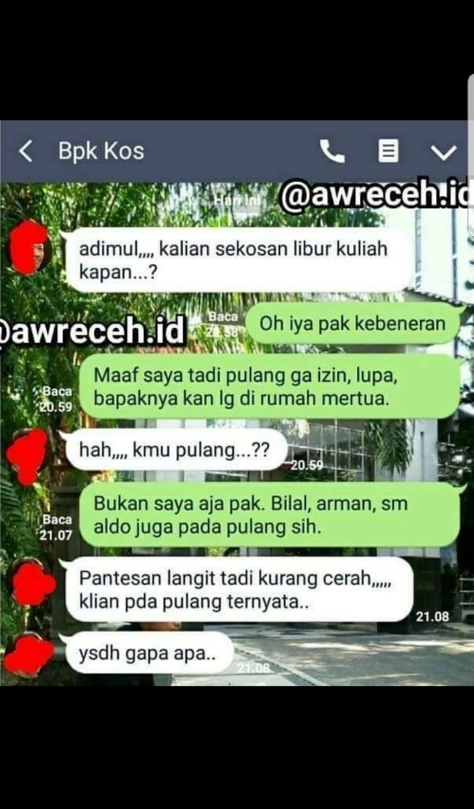 10 Chat lucu bapak kos ini bikin nggak bisa berhenti ngakak