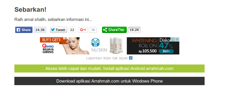 Website Islam Yang Disusupi Unsur Hot/kurang islami Pada Iklannya