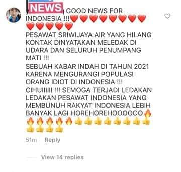 Sriwijaya Air Kecelakaan, Eh malah jadi bullyan