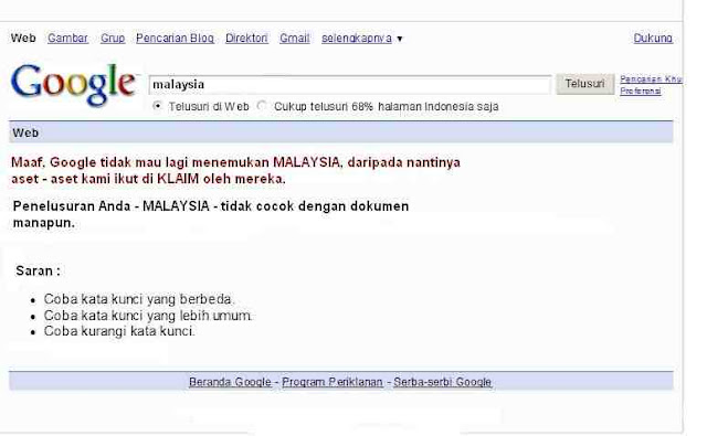 Google juga benci malaysia