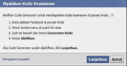 Facebook AMAN dengan code generator