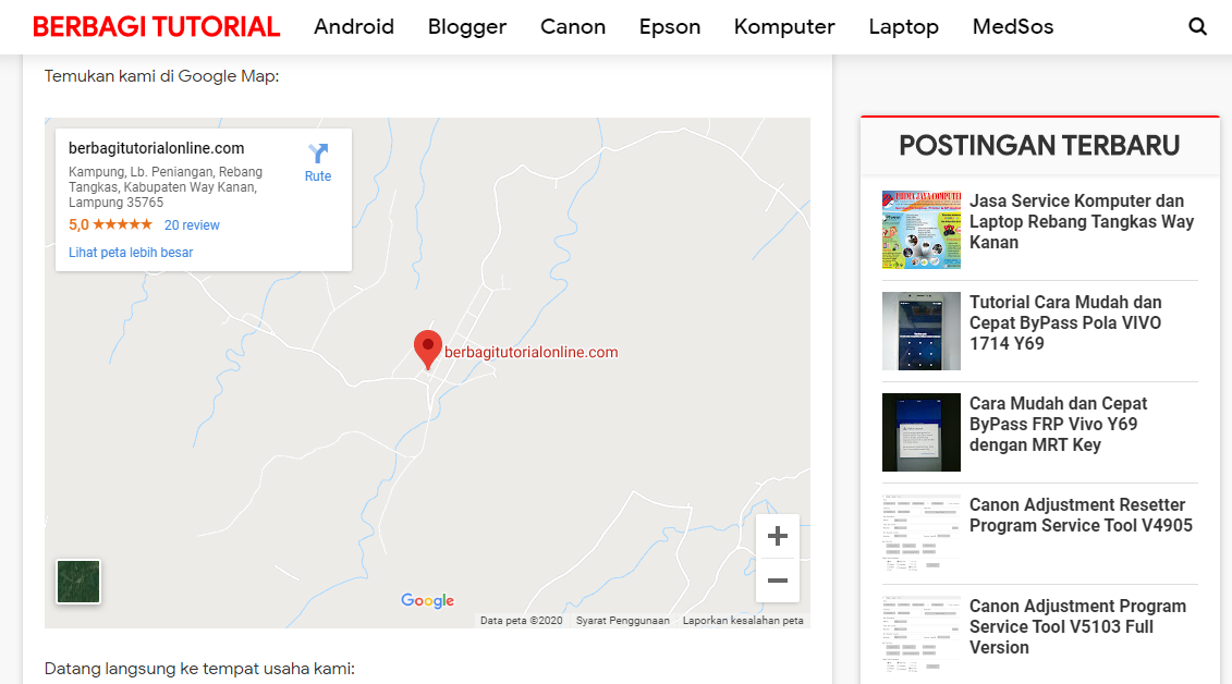 Cara Embed Peta Lokasi Google Maps Blog AMP & Non-AMP