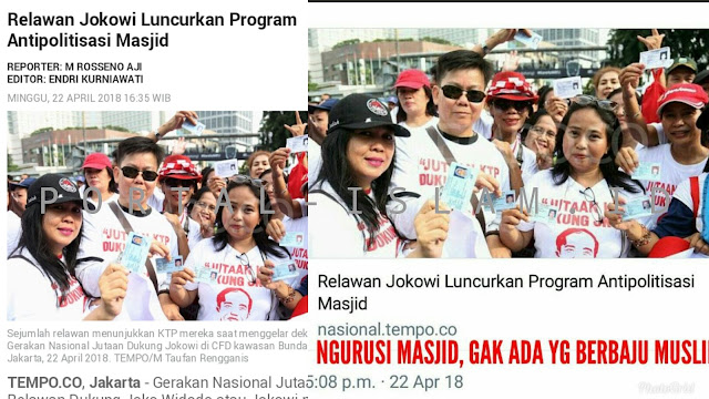 Relawan Jokowi Gagas Anti Politisasi Masjid, Ada yang Takut akan Kebangkitan Umat? 