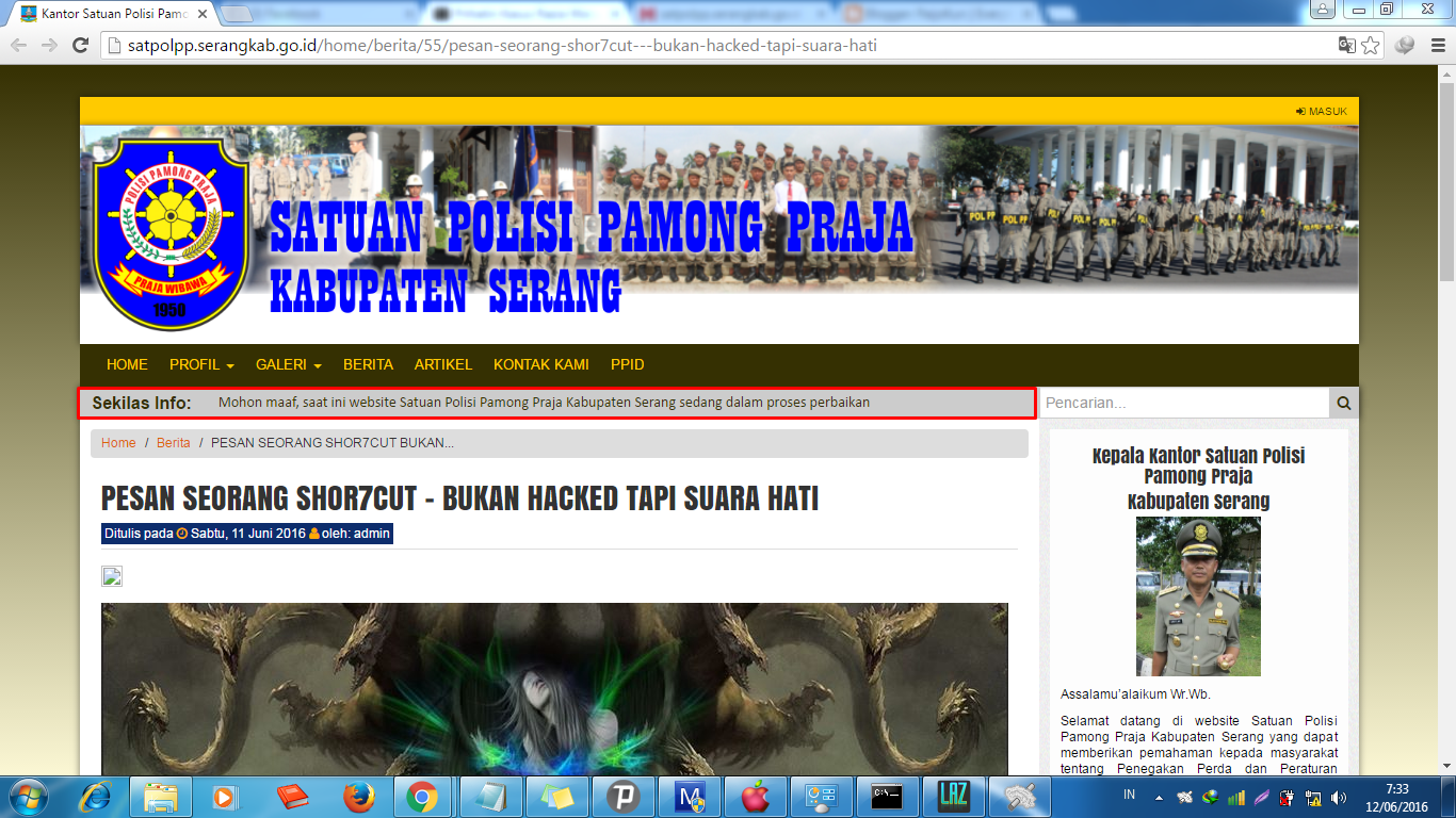 Web Satpol PP di HACK