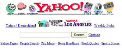 Tampilan Pertama Google, Facebook, Yahoo waktu pertama Lahir