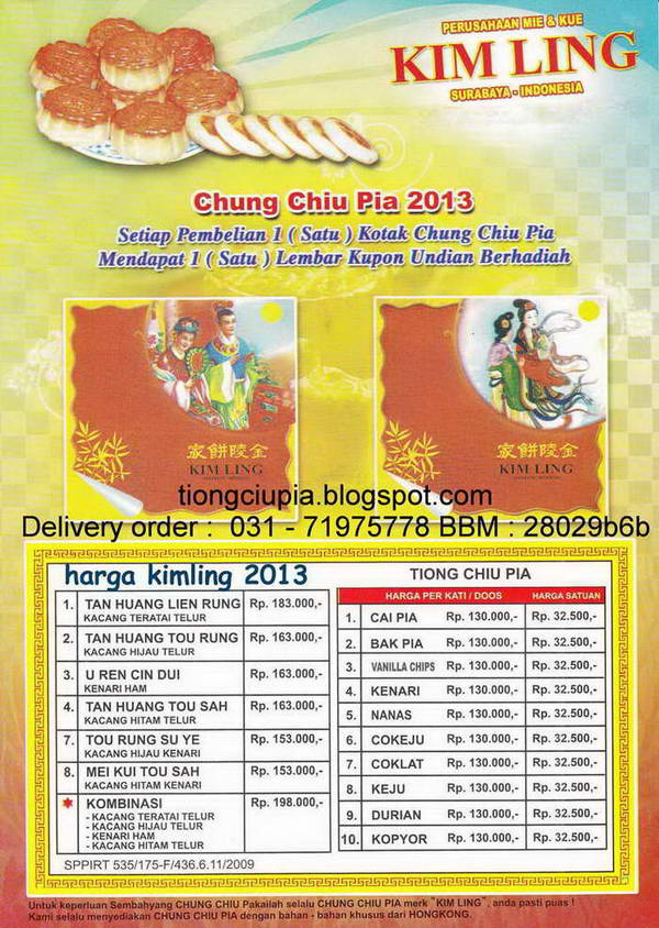 Moon Cake, Tong Jiu Pia - Gaya Bali, Kimling