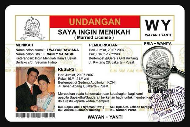 Kartu Undangan Pernikahan Paling Unik