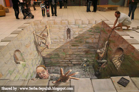 10 Lukisan Illusionary 3D Street Art paling keren