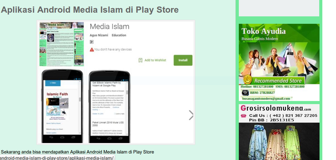 Website Islam Yang Disusupi Unsur Hot/kurang islami Pada Iklannya
