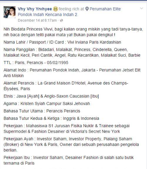 Nih Dia Akun Cewek &quot;Super Tajir&quot;, Kalau Bikin Status Bikin Netizen Gempar Maksimal.