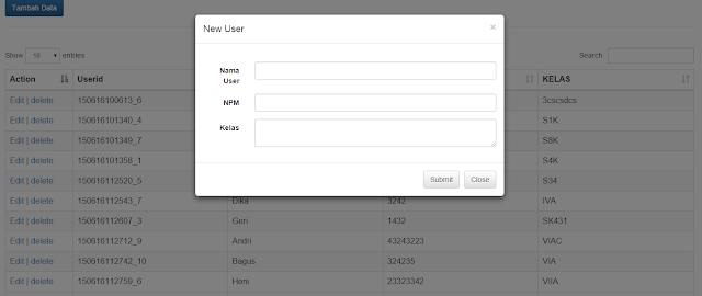 Membuat Dinamik Data Pada DataTables, CRUD + Bootstrap 