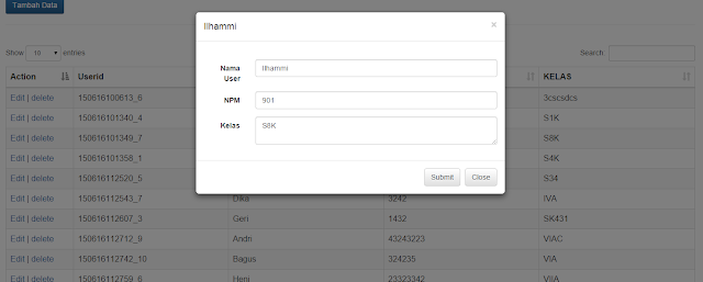 Membuat Dinamik Data Pada DataTables, CRUD + Bootstrap 