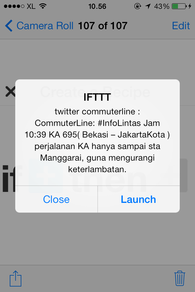 Pemberitahuan Di Iphone/iPad Saat Commuterline Mengalami Gangguan
