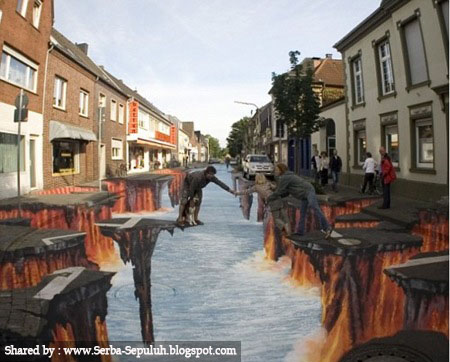 10 Lukisan Illusionary 3D Street Art paling keren