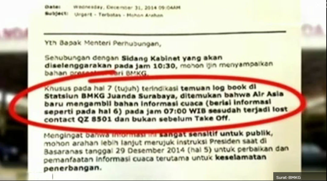 (Dokumen Bocor) Mungkin ini Salah Satu Penyebab Jatuhnya Air Asia 