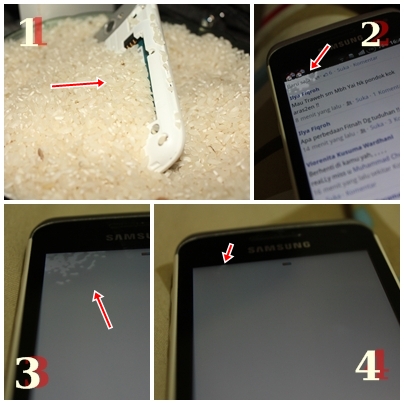 Smartphone ane selamat dari air &quot;berkat&quot; BERAS!! ---with Pic---