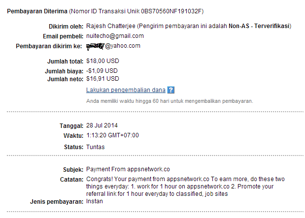 1 dollar per hari, hari ke 3 sudah bisa request payout