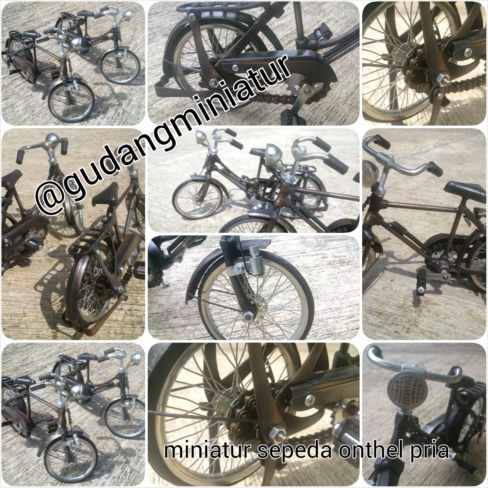Miniatur Sepeda Onthel, Becak, Motor CB dll (Kualitas Eksport)