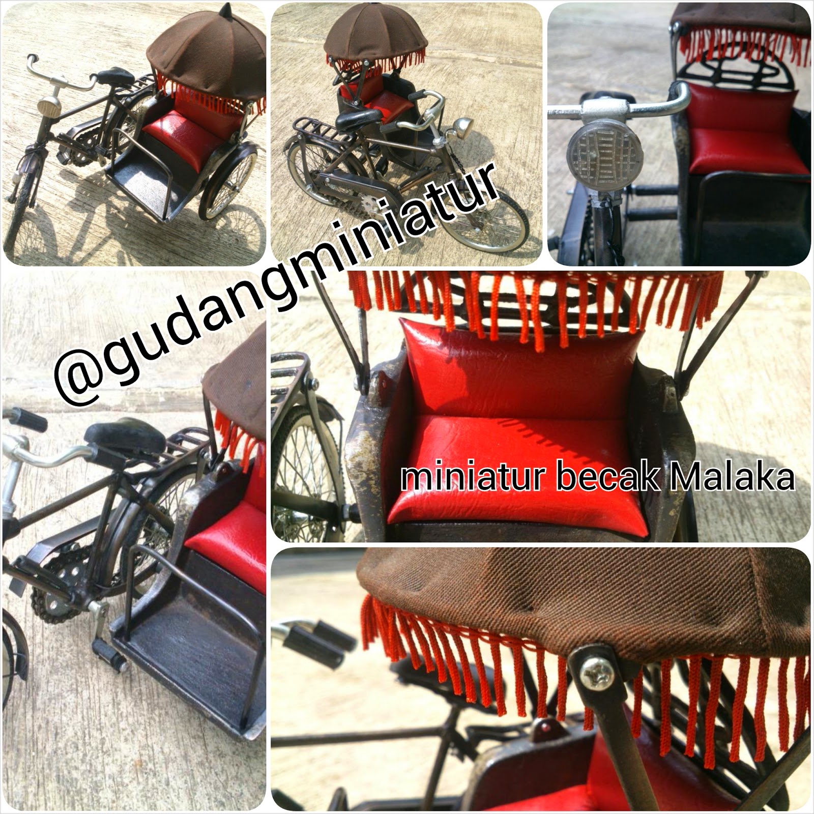 Miniatur Sepeda Onthel, Becak, Motor CB dll (Kualitas Eksport)